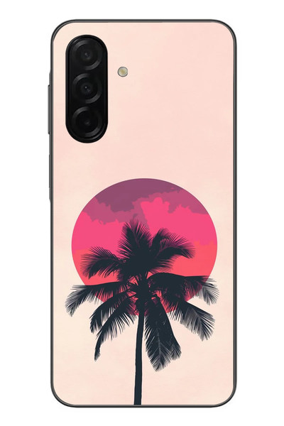 Le Balvo Samsung Galaxy A26 Uyumlu Palmiye Kırmızı Ay Baskılı Silikon Kılıf