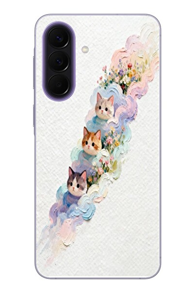 Le Balvo Samsung Galaxy A57 Uyumlu Yağlı Boya Kediler Baskılı Silikon Kılıf