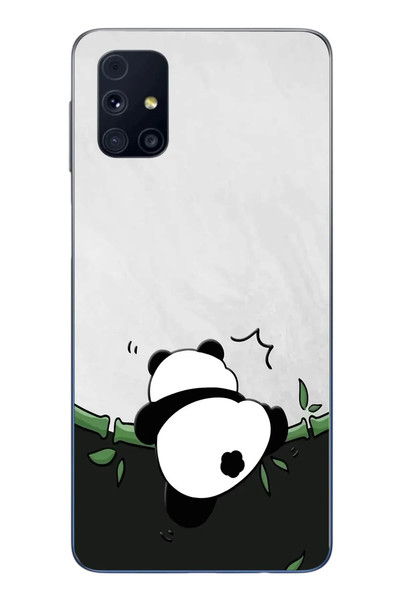 Le Balvo Samsung Galaxy M31s Uyumlu Bambuya Çıkan Panda Baskılı Silikon Kılıf