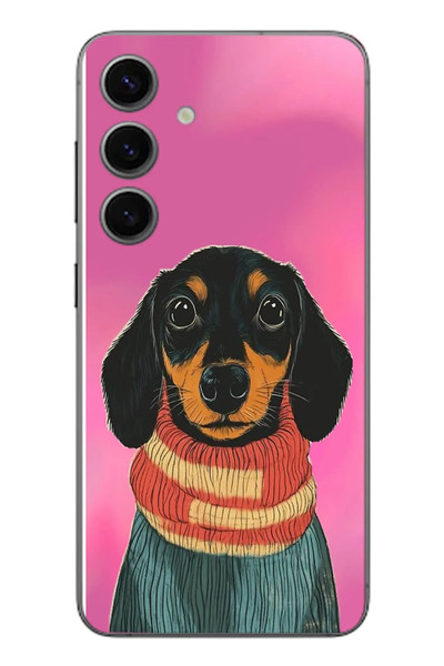 Le Balvo Samsung Galaxy S24 Uyumlu Sevimli Siyah Köpek Baskılı Silikon Kılıf