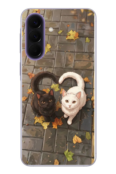 Le Balvo Samsung Galaxy A57 Uyumlu Kalp Kuyruklu Kediler Baskılı Silikon Kılıf