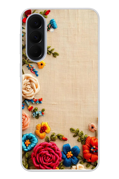 Le Balvo Samsung Galaxy A37 Uyumlu İşlemeli İğne Oyası Baskılı Silikon Kılıf