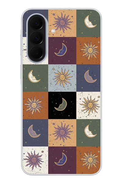 Le Balvo Samsung Galaxy A37 Uyumlu Ay Güneş Retro Baskılı Silikon Kılıf
