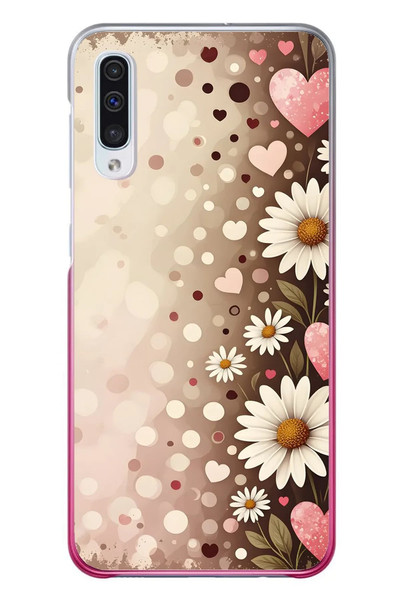 Le Balvo Samsung Galaxy A50 Uyumlu Kalpli Papatya Damlaları Baskılı Silikon Kılıf