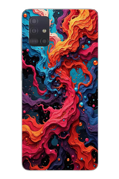 Le Balvo Samsung Galaxy A51 Uyumlu Dalgaların İz Karışımı Baskılı Silikon Kılıf
