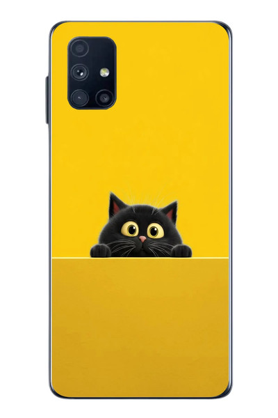 Le Balvo Samsung Galaxy M51 Uyumlu Sarı Gözlü Kedi Baskılı Silikon Kılıf