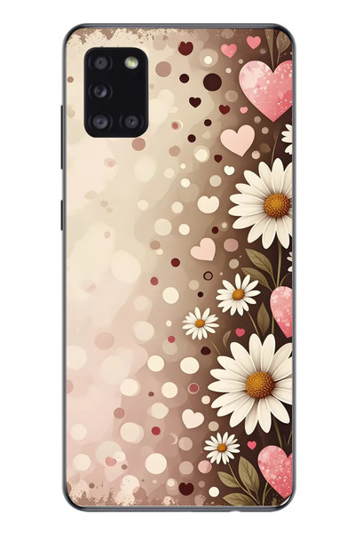 Le Balvo Samsung Galaxy A31 Uyumlu Kalpli Papatya Damlaları Baskılı Silikon Kılıf