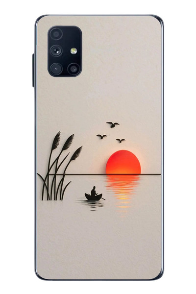 Le Balvo Samsung Galaxy M51 Uyumlu Gün Batımı Çizim Baskılı Silikon Kılıf