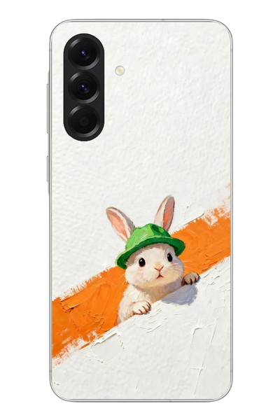 Le Balvo Samsung Galaxy A56 Uyumlu Yeşil Şapkalı Tavşan Baskılı Silikon Kılıf
