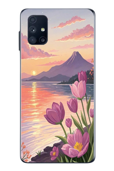 Le Balvo Samsung Galaxy M51 Uyumlu Çiçek Yağlı Boya Baskılı Silikon Kılıf