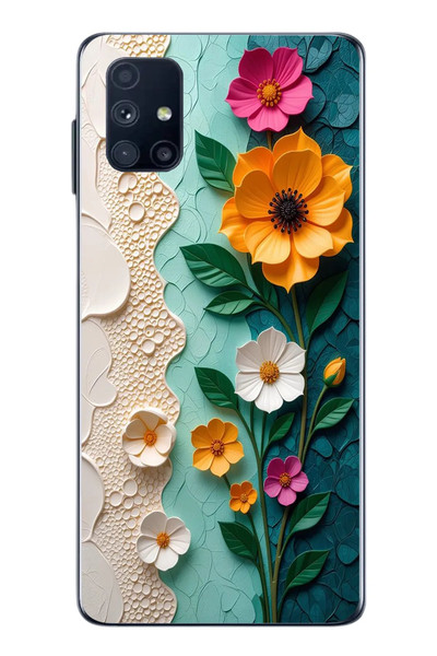 Le Balvo Samsung Galaxy M51 Uyumlu Güzel Modern Çiçekler Baskılı Silikon Kılıf
