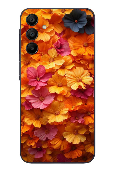 Le Balvo Samsung Galaxy A15 Uyumlu Sarı Pembe Çiçekler Baskılı Silikon Kılıf