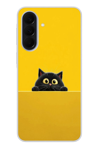 Le Balvo Samsung Galaxy A37 Uyumlu Sarı Gözlü Kedi Baskılı Silikon Kılıf
