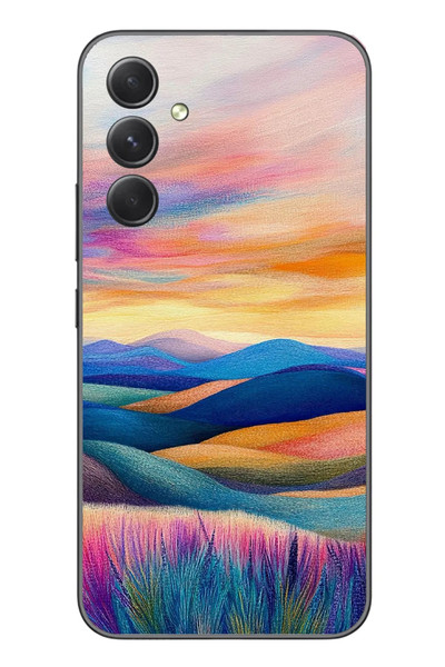 Le Balvo Samsung Galaxy A54 Uyumlu Renkli Pastel Günbatımı Baskılı Silikon Kılıf
