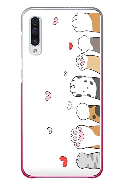 Le Balvo Samsung Galaxy A50 Uyumlu Kedi Harekatı Patileri Baskılı Silikon Kılıf