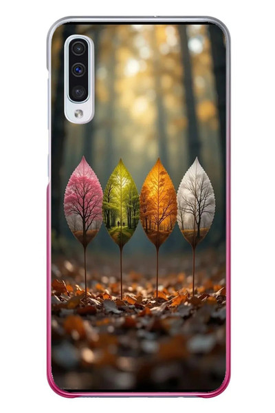 Le Balvo Samsung Galaxy A50 Uyumlu Dört Mevsim Yaprakları Baskılı Silikon Kılıf
