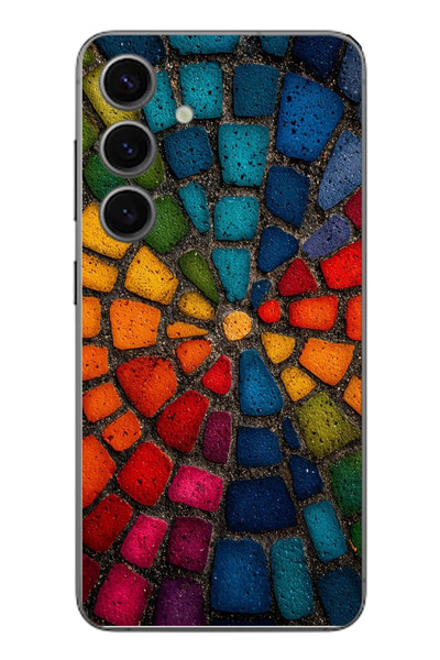 Le Balvo Samsung Galaxy S24 Uyumlu Gökkuşağı Renkli Kaldırım Baskılı Silikon Kılıf