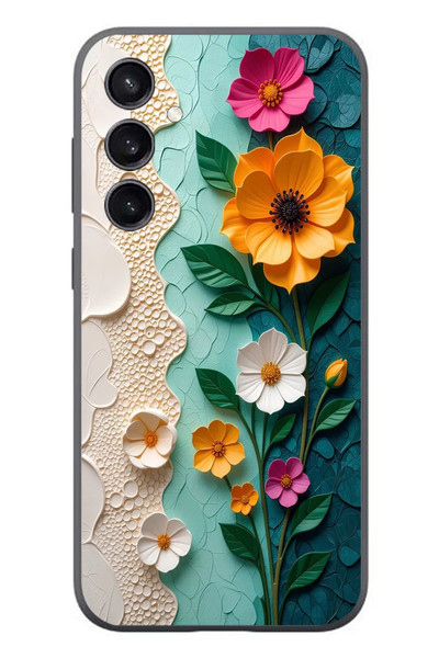 Le Balvo Samsung Galaxy S23 Uyumlu Güzel Modern Çiçekler Baskılı Silikon Kılıf