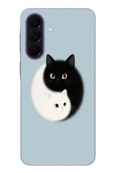 Le Balvo Samsung Galaxy A57 Uyumlu Yin Yang Kediler Baskılı Silikon Kılıf
