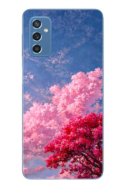 Le Balvo Samsung Galaxy M52 Uyumlu Kırmızı Pembe Ağaçlar Baskılı Silikon Kılıf