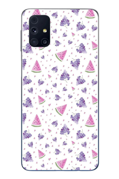 Le Balvo Samsung Galaxy M31s Uyumlu Karpuz ve Üzümler Baskılı Silikon Kılıf