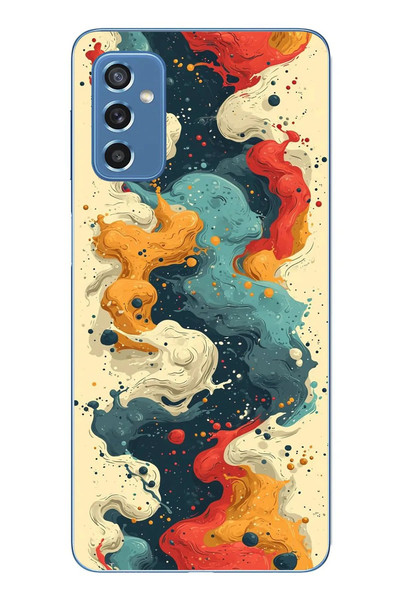 Le Balvo Samsung Galaxy M52 Uyumlu Ahenkli Boya İzleri Baskılı Silikon Kılıf