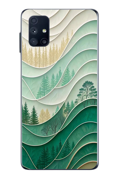 Le Balvo Samsung Galaxy M51 Uyumlu Beyaz Çizgili Orman Baskılı Silikon Kılıf