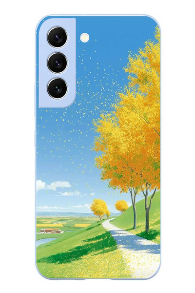 Le Balvo Samsung Galaxy S22 Uyumlu Sarı Sonbahar Ağacı Baskılı Silikon Kılıf