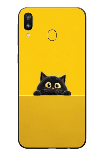 Le Balvo Samsung Galaxy M31 Uyumlu Sarı Gözlü Kedi Baskılı Silikon Kılıf