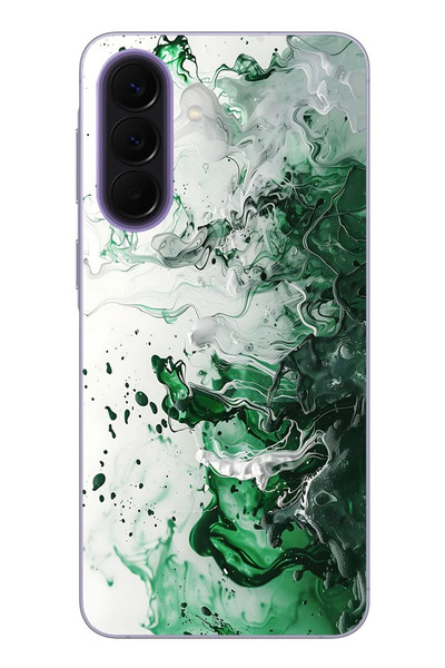 Le Balvo Samsung Galaxy A57 Uyumlu Yeşil Beyaz Dalgalar Baskılı Silikon Kılıf