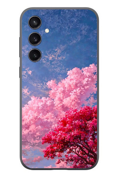 Le Balvo Samsung Galaxy S23 Uyumlu Kırmızı Pembe Ağaçlar Baskılı Silikon Kılıf