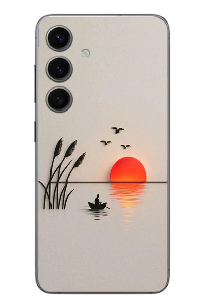 Le Balvo Samsung Galaxy S24 Uyumlu Gün Batımı Çizim Baskılı Silikon Kılıf