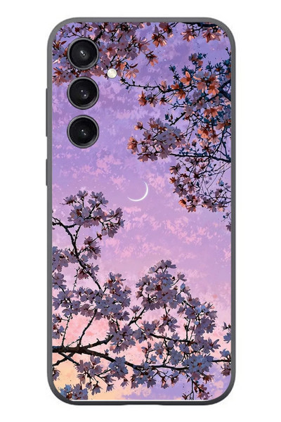 Le Balvo Samsung Galaxy S23 Uyumlu Mor Gökyüzülü Ağaç Baskılı Silikon Kılıf