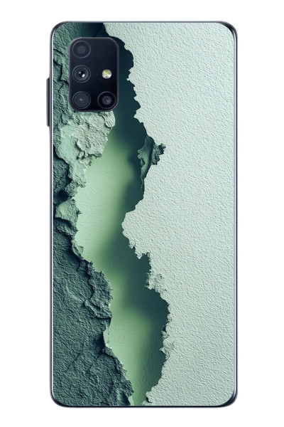 Le Balvo Samsung Galaxy M51 Uyumlu Koyu Yeşil İzler Baskılı Silikon Kılıf