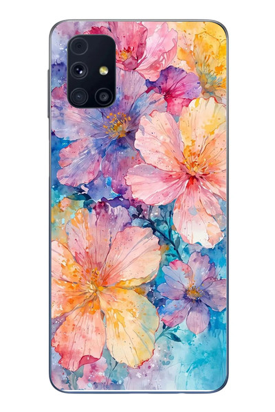 Le Balvo Samsung Galaxy M31s Uyumlu Yağlı Boya Çiçekler Baskılı Silikon Kılıf