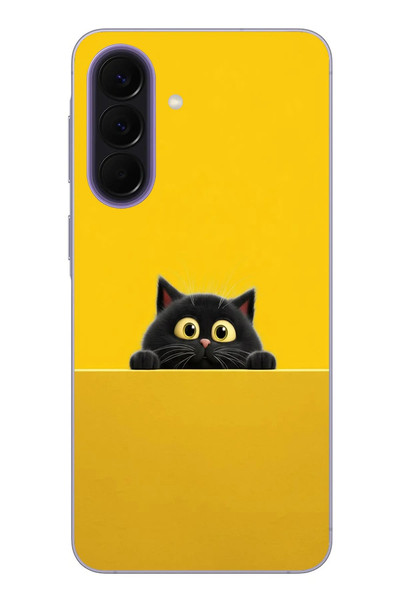 Le Balvo Samsung Galaxy A57 Uyumlu Sarı Gözlü Kedi Baskılı Silikon Kılıf