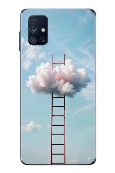 Le Balvo Samsung Galaxy M51 Uyumlu Buluta Çıkan Merdiven Baskılı Silikon Kılıf