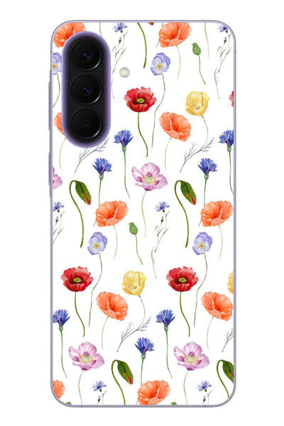 Le Balvo Samsung Galaxy A57 Uyumlu Sade Tek Çiçekler Baskılı Silikon Kılıf