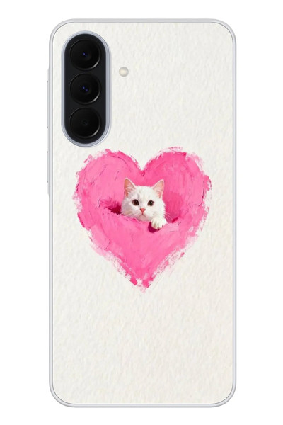 Le Balvo Samsung Galaxy A37 Uyumlu Pembe Kalpli Kedi Baskılı Silikon Kılıf