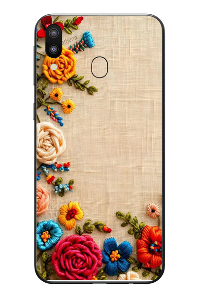 Le Balvo Samsung Galaxy M20 Uyumlu İşlemeli İğne Oyası Baskılı Silikon Kılıf