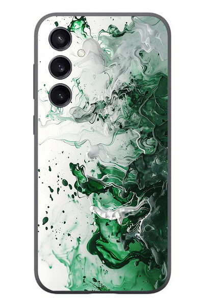 Le Balvo Samsung Galaxy S23 Uyumlu Yeşil Beyaz Dalgalar Baskılı Silikon Kılıf