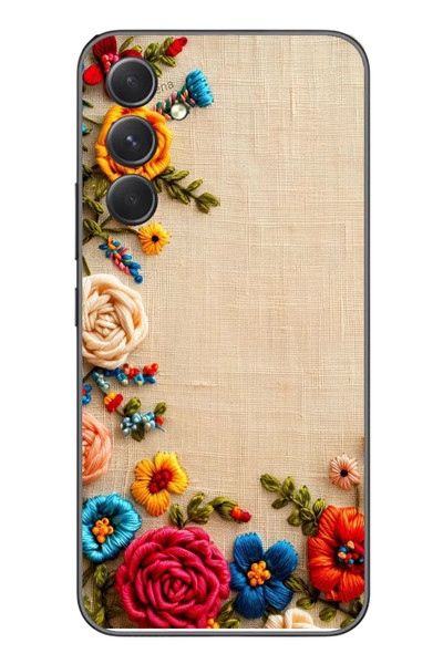 Le Balvo Samsung Galaxy A54 Uyumlu İşlemeli İğne Oyası Baskılı Silikon Kılıf