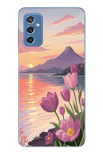 Le Balvo Samsung Galaxy M52 Uyumlu Çiçek Yağlı Boya Baskılı Silikon Kılıf