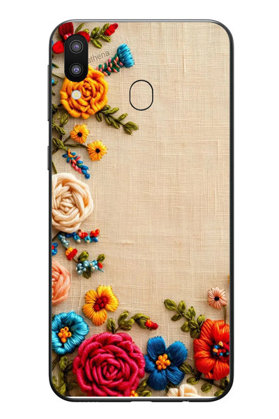 Le Balvo Samsung Galaxy M31 Uyumlu İşlemeli İğne Oyası Baskılı Silikon Kılıf