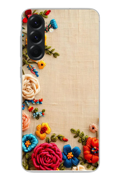 Le Balvo Samsung Galaxy A56 Uyumlu İşlemeli İğne Oyası Baskılı Silikon Kılıf