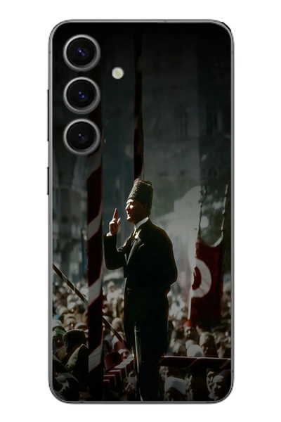 Le Balvo Samsung Galaxy S24 Uyumlu Atatürk Hitap Ediyor Baskılı Silikon Kılıf