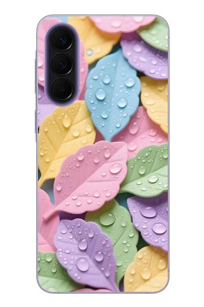 Le Balvo Samsung Galaxy A57 Uyumlu Pastel Damlalıklı Yapraklar Baskılı Silikon Kılıf