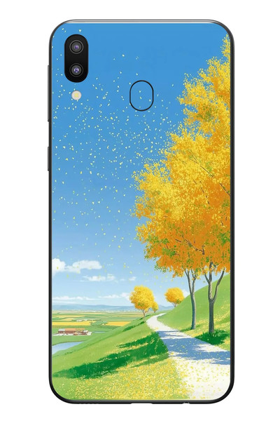 Le Balvo Samsung Galaxy M20 Uyumlu Sarı Sonbahar Ağacı Baskılı Silikon Kılıf