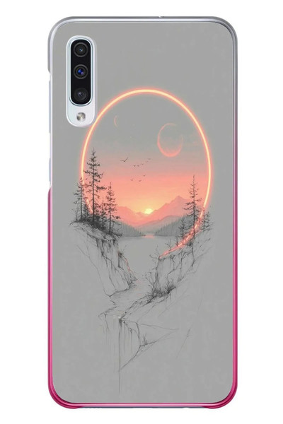 Le Balvo Samsung Galaxy A50 Uyumlu Günbatımı Mermer Desenli Baskılı Silikon Kılıf