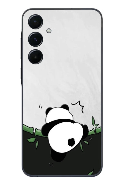 Le Balvo Samsung Galaxy A55 Uyumlu Bambuya Çıkan Panda Baskılı Silikon Kılıf